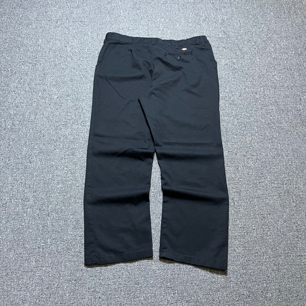 Dickies Work Pants Size 14 Black Straight Leg Flat Front Twill Trousers FP322BK